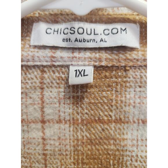 CHIC SOUL Shacket size 1X mustard plaid - Picture 4 of 7